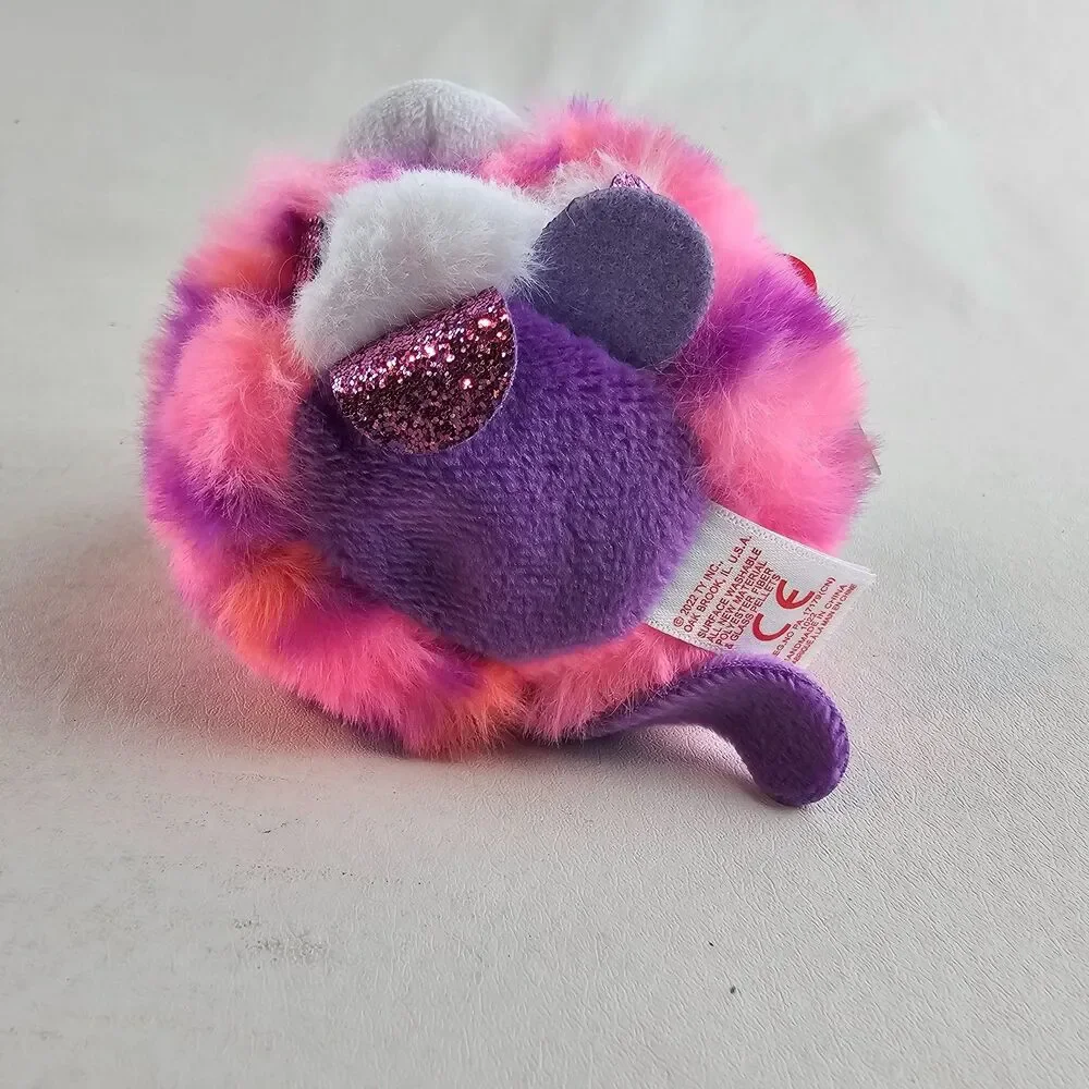 TY Beanie Balls Topaz Pink Purple Leopard Plush Glitter Eyes Stuffed Animal NWT